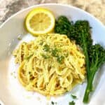 Vegan Fettuccine alfredo served 2