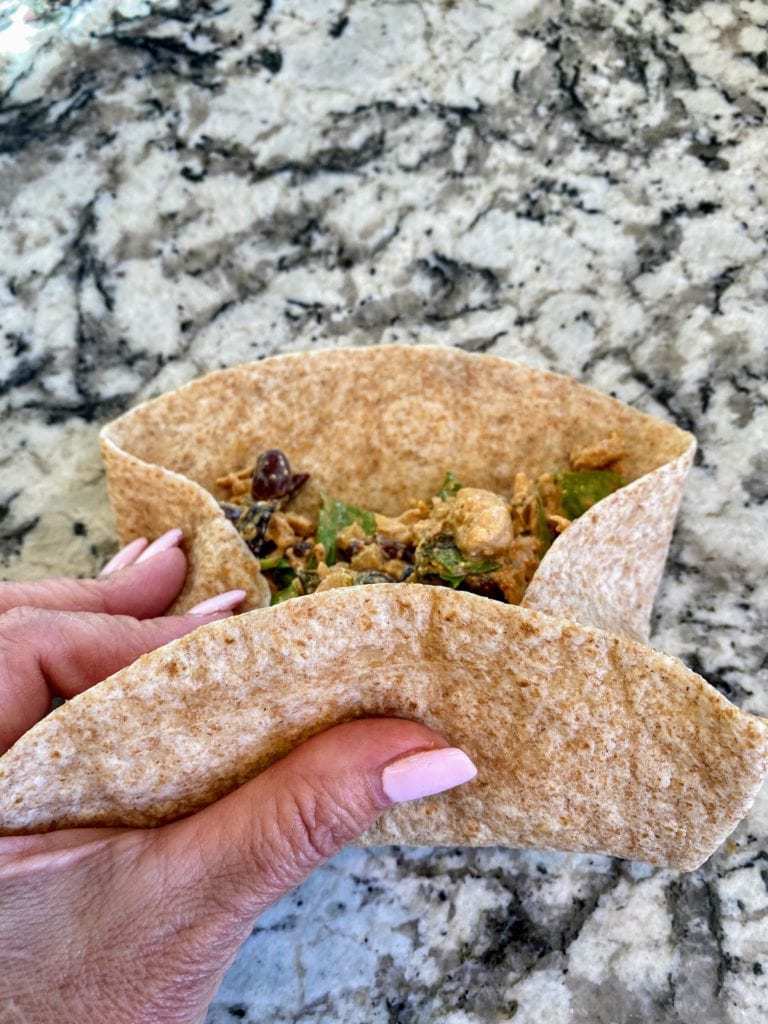 foldiing vegan enchiladas