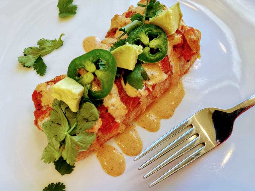 vegan enchilada plated