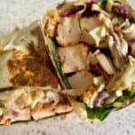BBQ tofu with vegan coleslaw