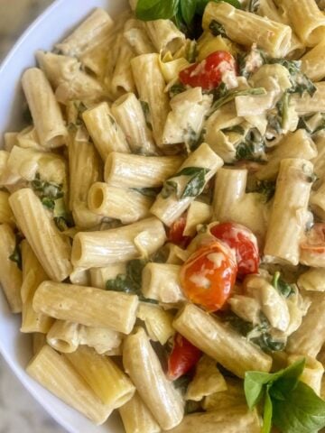 vegan spinach artichoke pasta