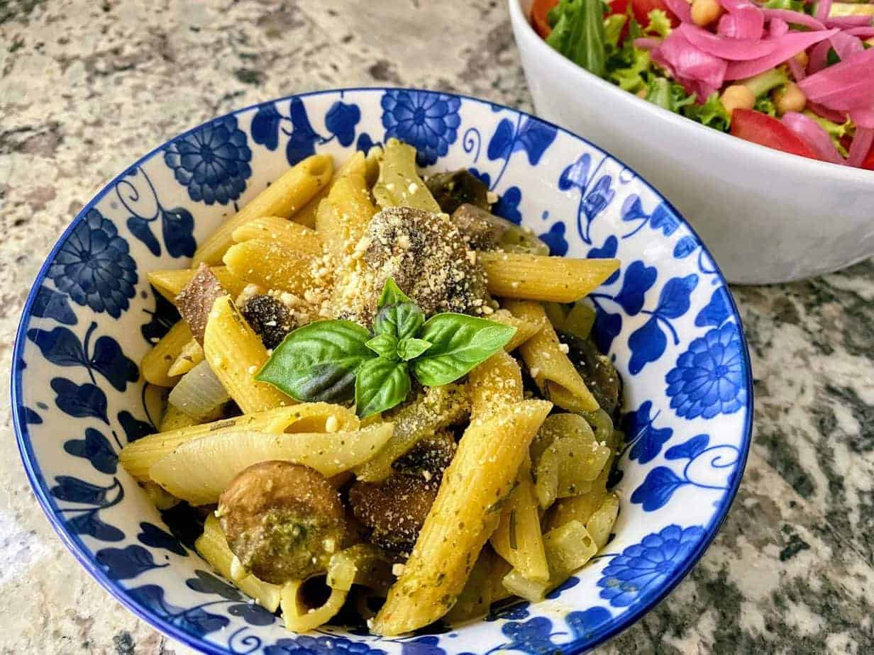 Pesto Pasta with Mushrooms Kathy's Vegan Kitchen