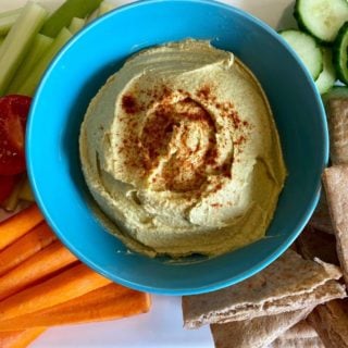 Avocado hummus served