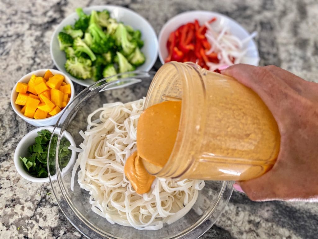 lite coconut peanut dressing noodle salad