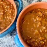 vegan baked beans close up