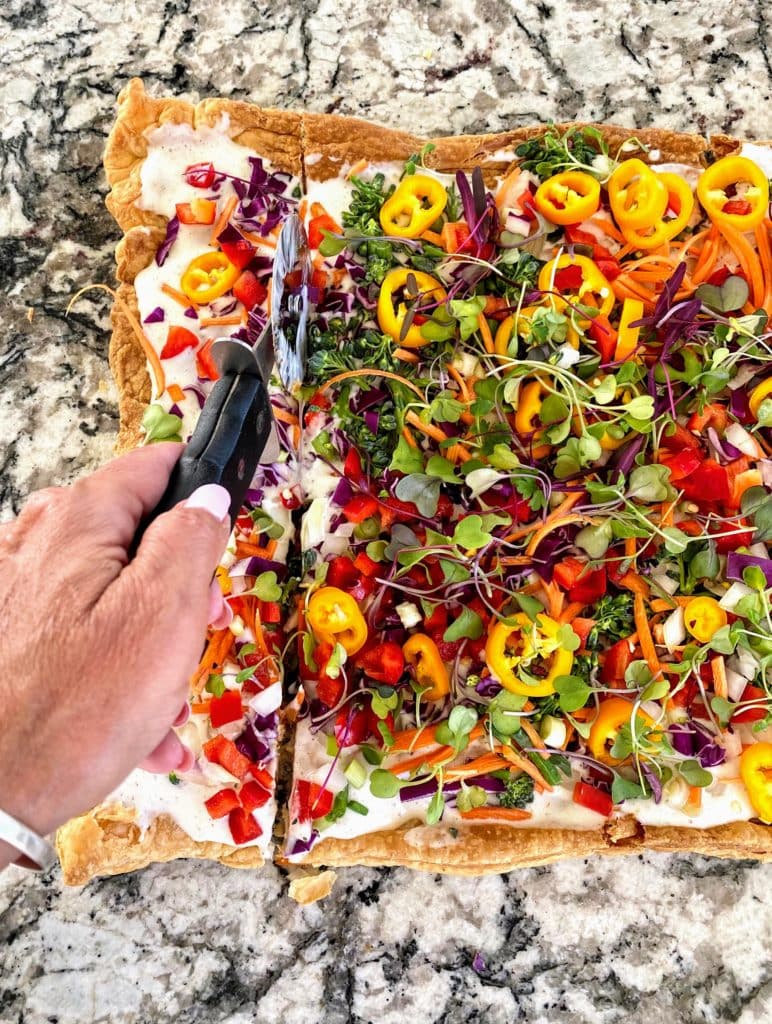 Cutting Vegetable Pizza