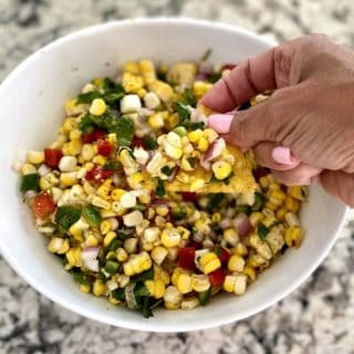 Corn salsa served