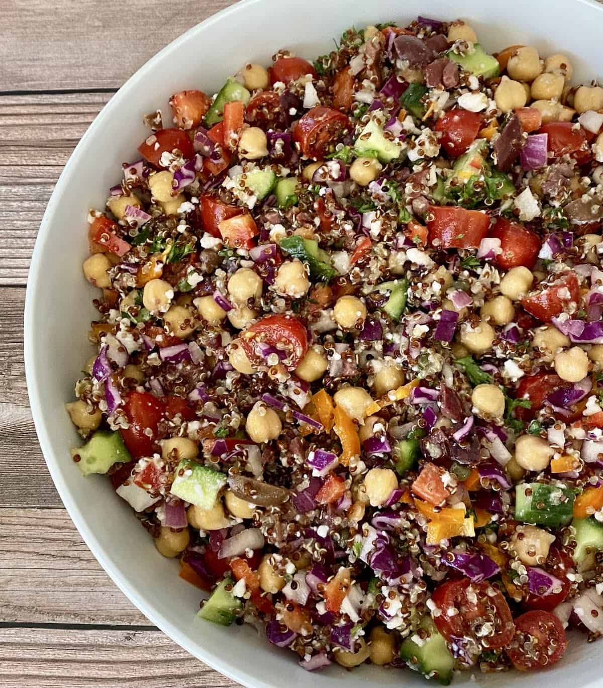 Mediterranean Salad in a bowl on the table