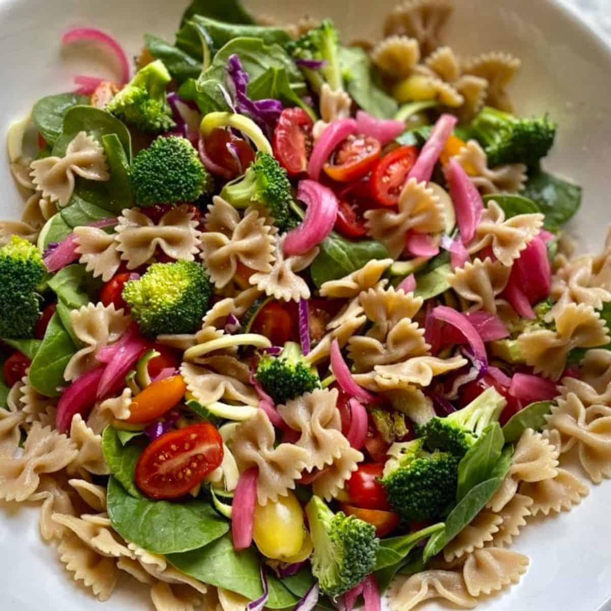Simple Spinach Pasta Salad Recipe | Kathy's Vegan Kitchen