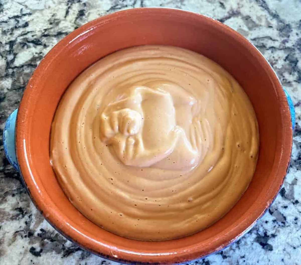 vegan yum yum sauce in a bowl on the table