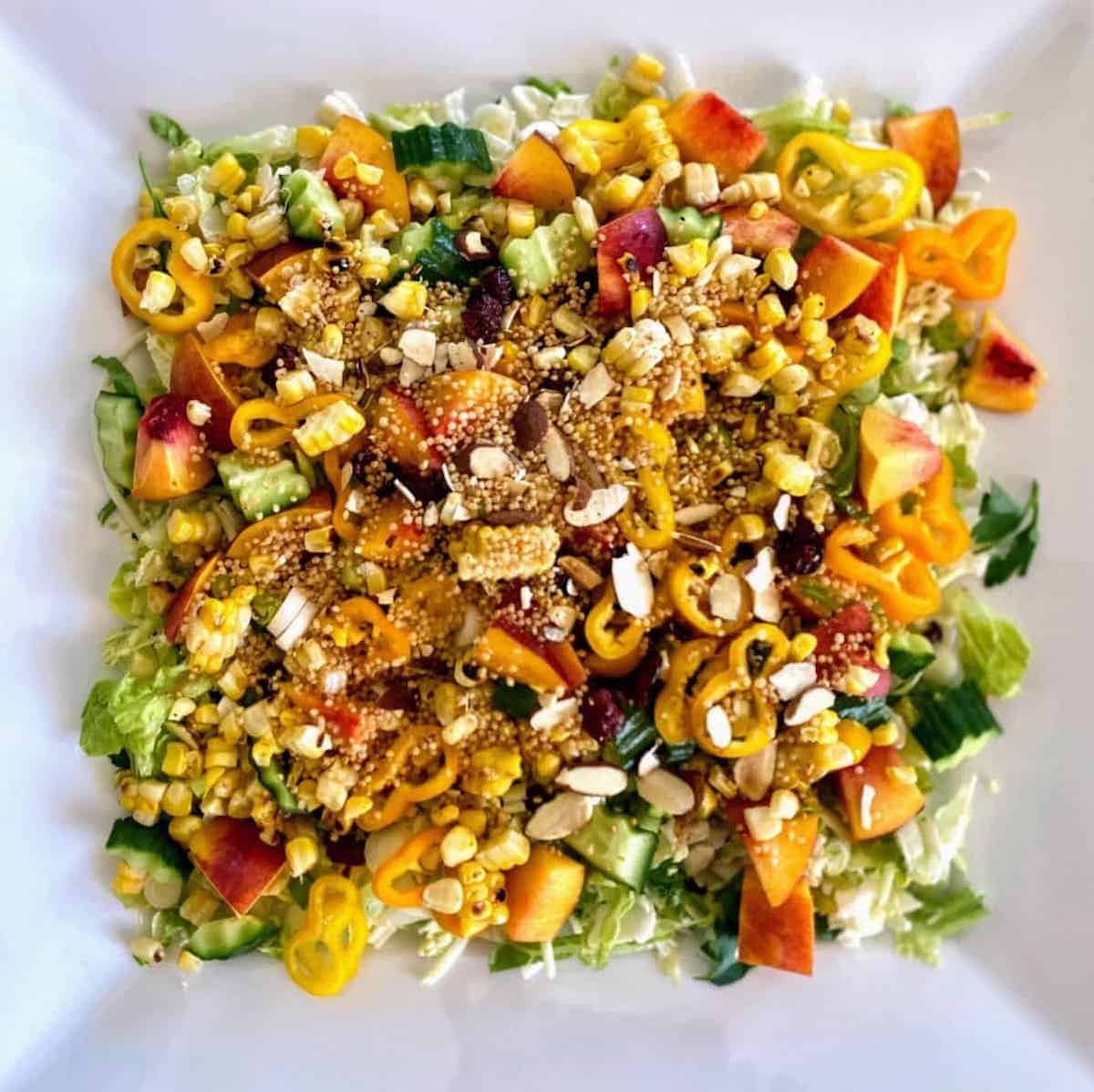nectarine salad on a serving plate